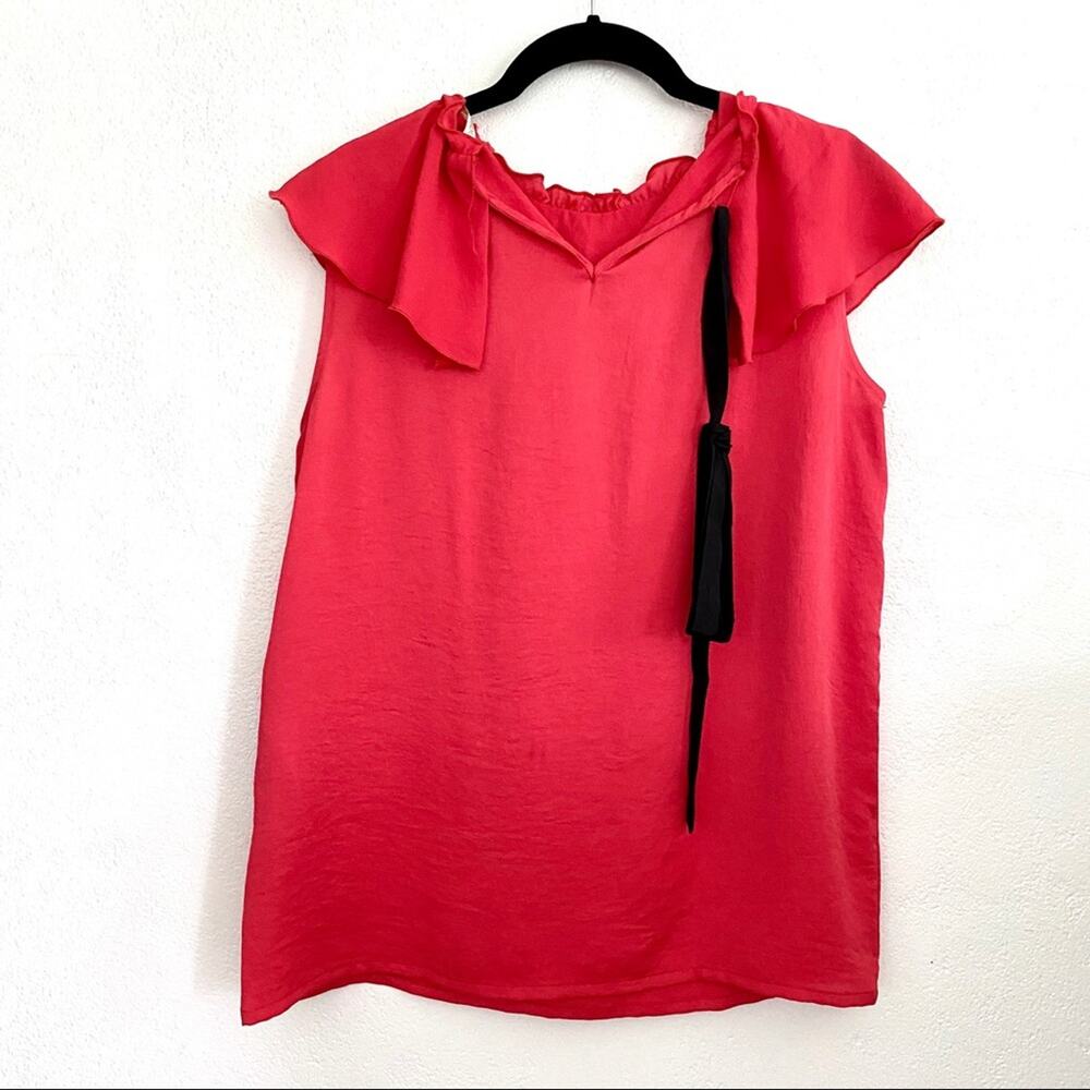 NWT maje Lierro Ruffle Overlay Rouge Top Size Medium - Picture 13 of 14